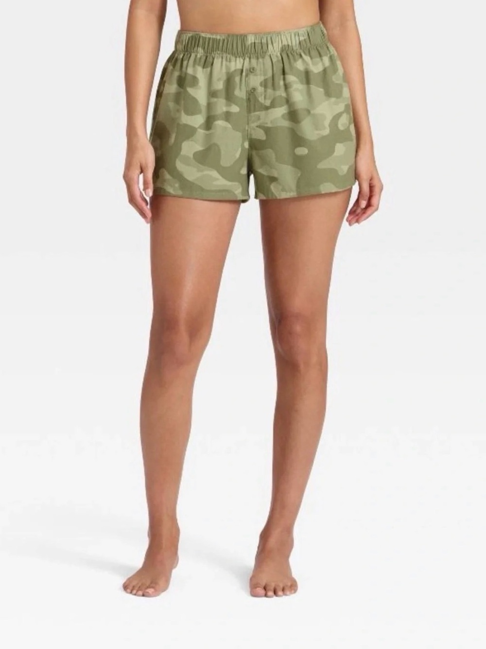 Camo Elastic-Waist Women’s Boxer Shorts - Olive Camo